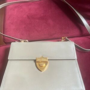 Paloma Picasso Cream Shoulder Bag with Gold Hardware